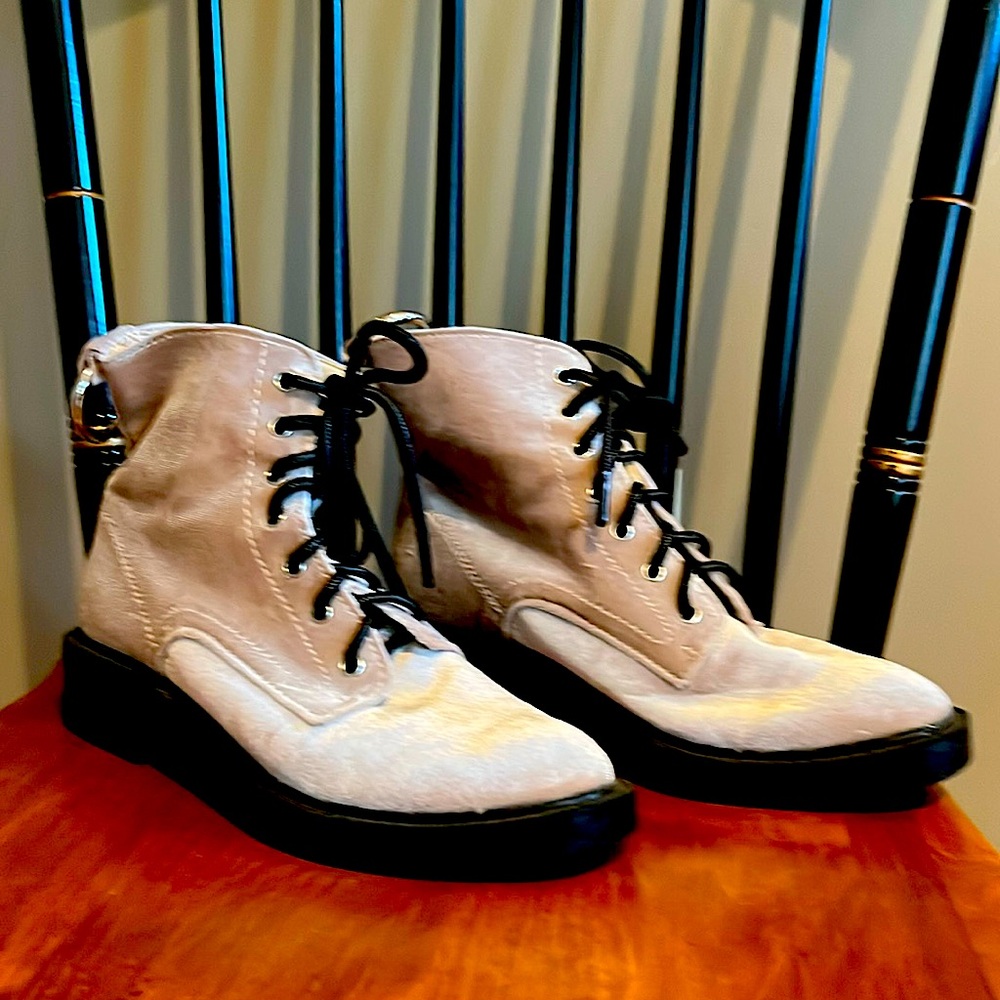Dolce Vita women’s Bardot Mink Velvet Lace Up Combat Booties